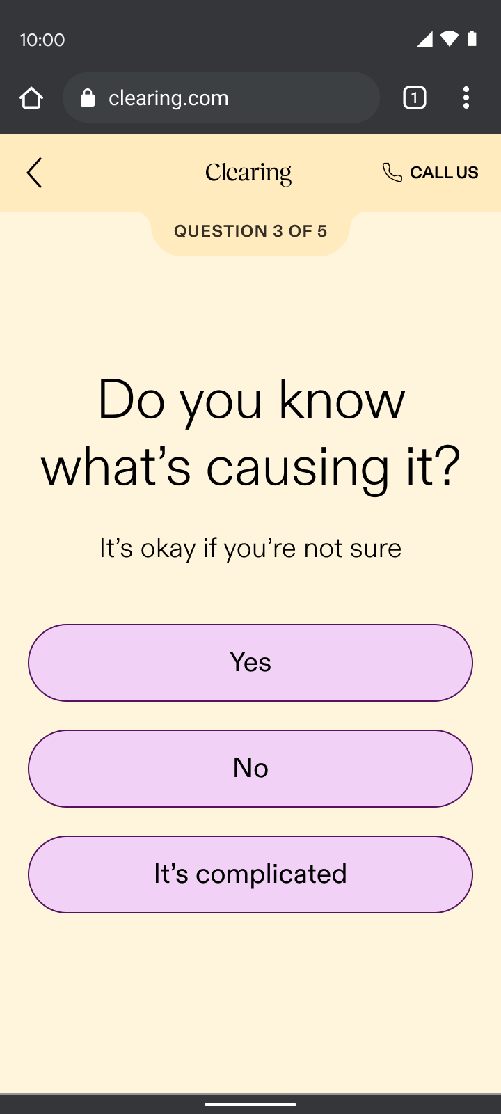 UI of pain reporting screen