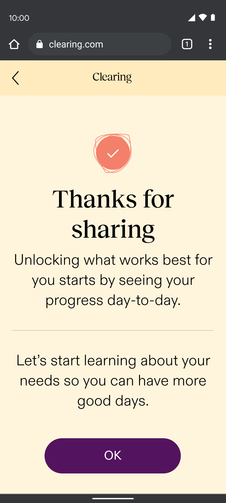 UI response to sharing information